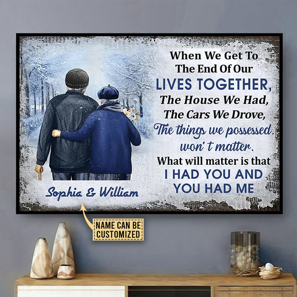 Couple When We Get To The End Old Couple Winter Personalized - Horizontal Poster - Owls Matrix LTD