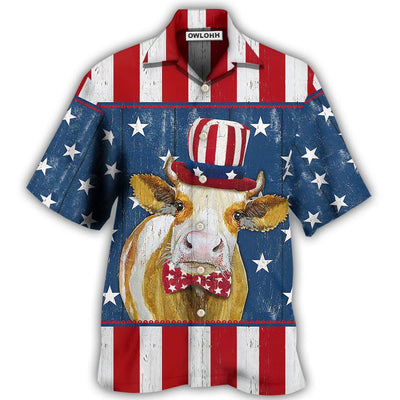 Hawaiian Shirt / Adults / S Cow Independence Day Funny - Hawaiian Shirt - Owls Matrix LTD