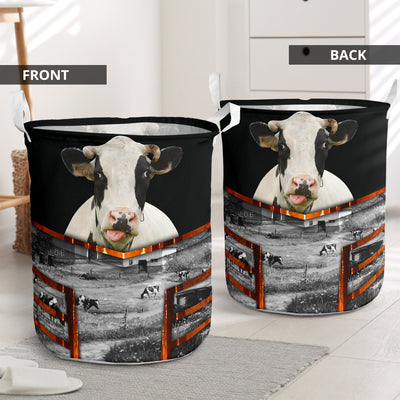 Cow Background Basic Style - Laundry Basket - Owls Matrix LTD