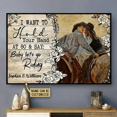 Cowboy I Want To Hold Your Hand At 80 And Say Cowboy Personalized - Horizontal Poster - Owls Matrix LTD