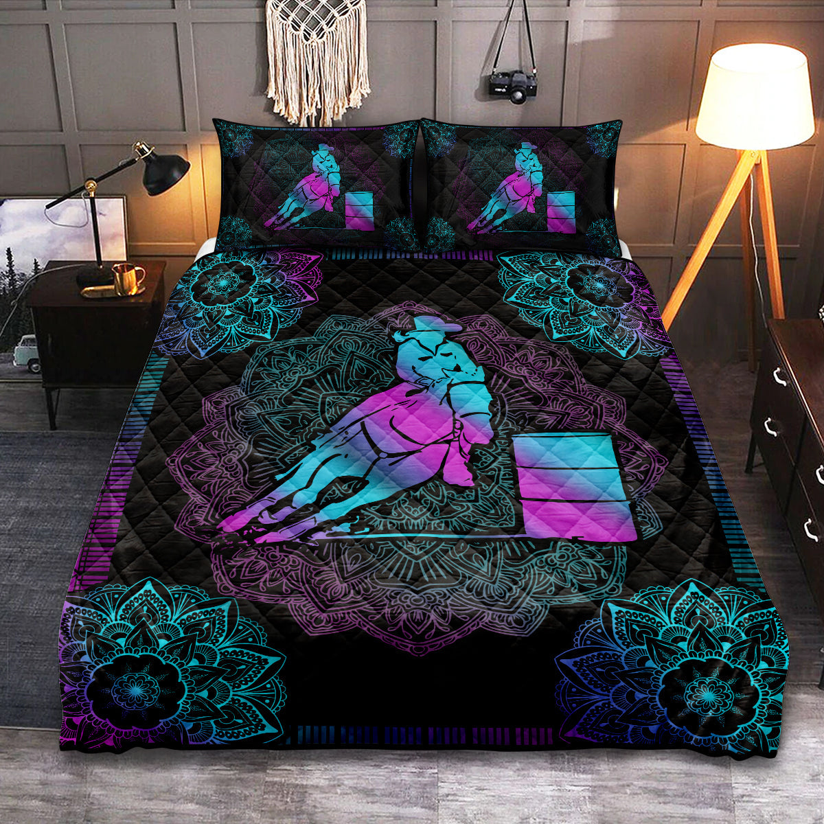 Cowboy Mandala Style Amazing Sleeping - Quilt Set - Owls Matrix LTD