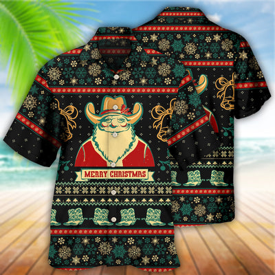 Cowboy Santa Christmas Old Man - Hawaiian Shirt - Owls Matrix LTD