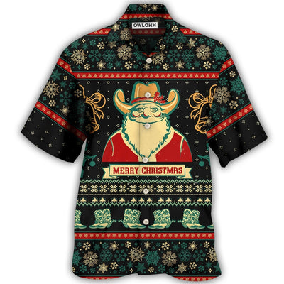 Hawaiian Shirt / Adults / S Cowboy Santa Christmas Old Man - Hawaiian Shirt - Owls Matrix LTD