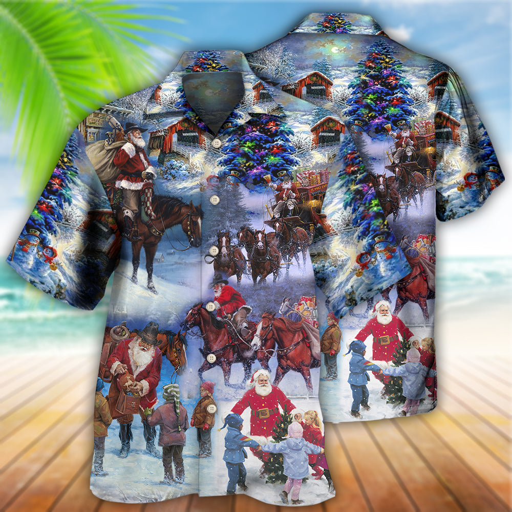 Cowboy Santa Merry Christmas Love Children - Hawaiian Shirt - Owls Matrix LTD