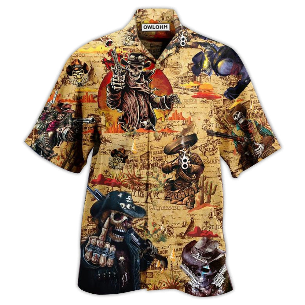 Hawaiian Shirt / Adults / S Cowboy Skull Pirates Love Life Vintage - Hawaiian Shirt - Owls Matrix LTD