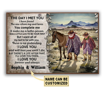 12x18 Inch Cowboy The Day I Met You I Love You Personalized - Horizontal Poster - Owls Matrix LTD