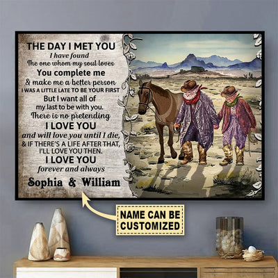 Cowboy The Day I Met You I Love You Personalized - Horizontal Poster - Owls Matrix LTD