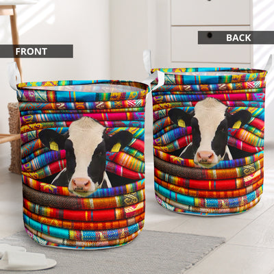 Cow Colorful Fabric Style - Laundry Basket - Owls Matrix LTD