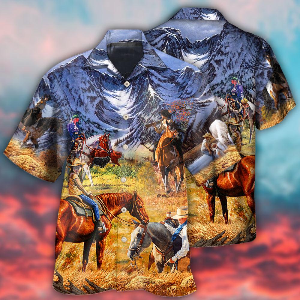 Cowgirl Mountain At Sunset - Hawaiian Shirt - Owls Matrix LTD
