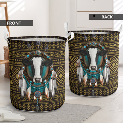 Cow Native American - Laundry Basket - Owls Matrix LTD