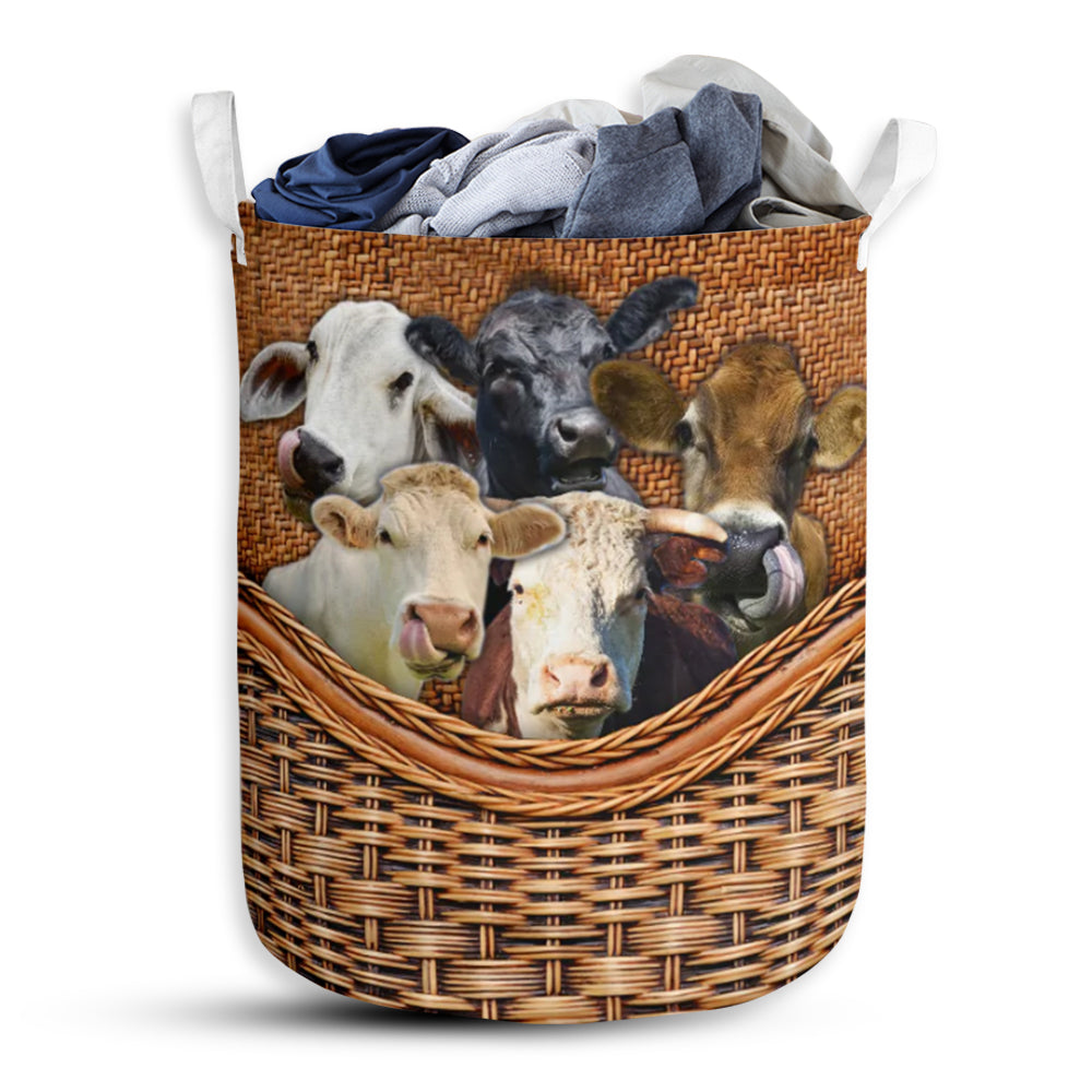 Cow Rattan Teaxture Amazing Style - Laundry basket - Owls Matrix LTD