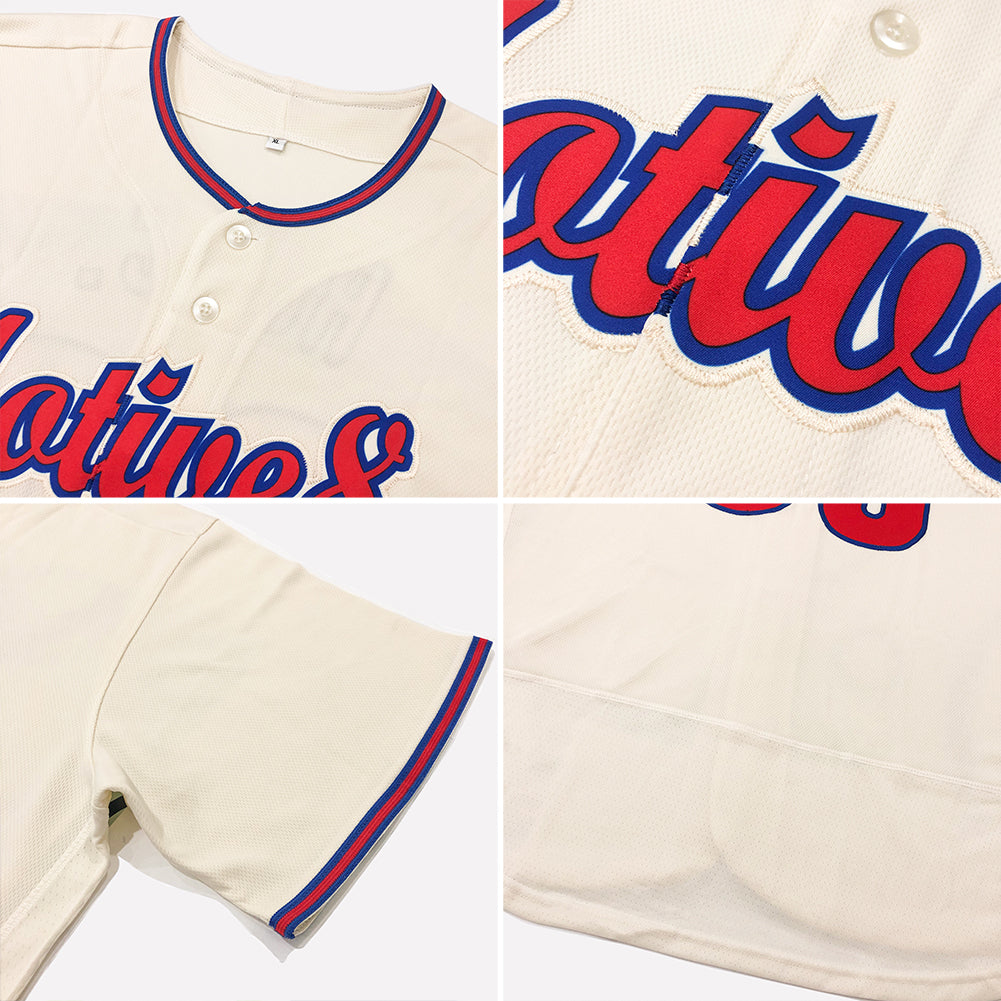 Custom Cream Cream-Red Authentic Baseball Jersey - Owls Matrix LTD
