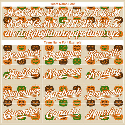 Custom Cream White-Texas Orange 3D Pattern Design Halloween Pumpkins Authentic Baseball Jersey - Owls Matrix LTD