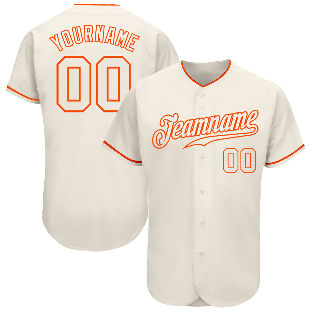 Custom Cream Cream-Orange Authentic Baseball Jersey - Owls Matrix LTD