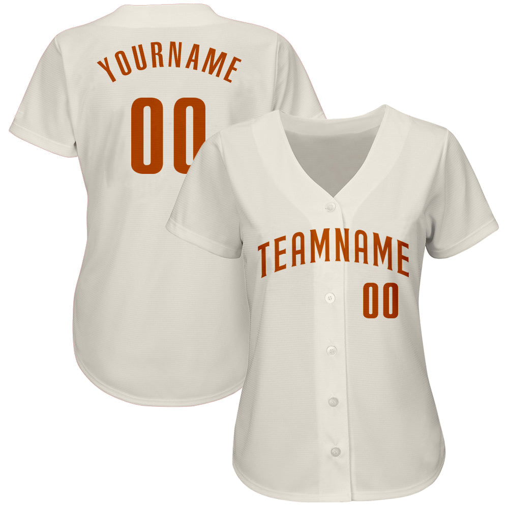 Custom Cream Texas Orange Authentic Baseball Jersey - Owls Matrix LTD