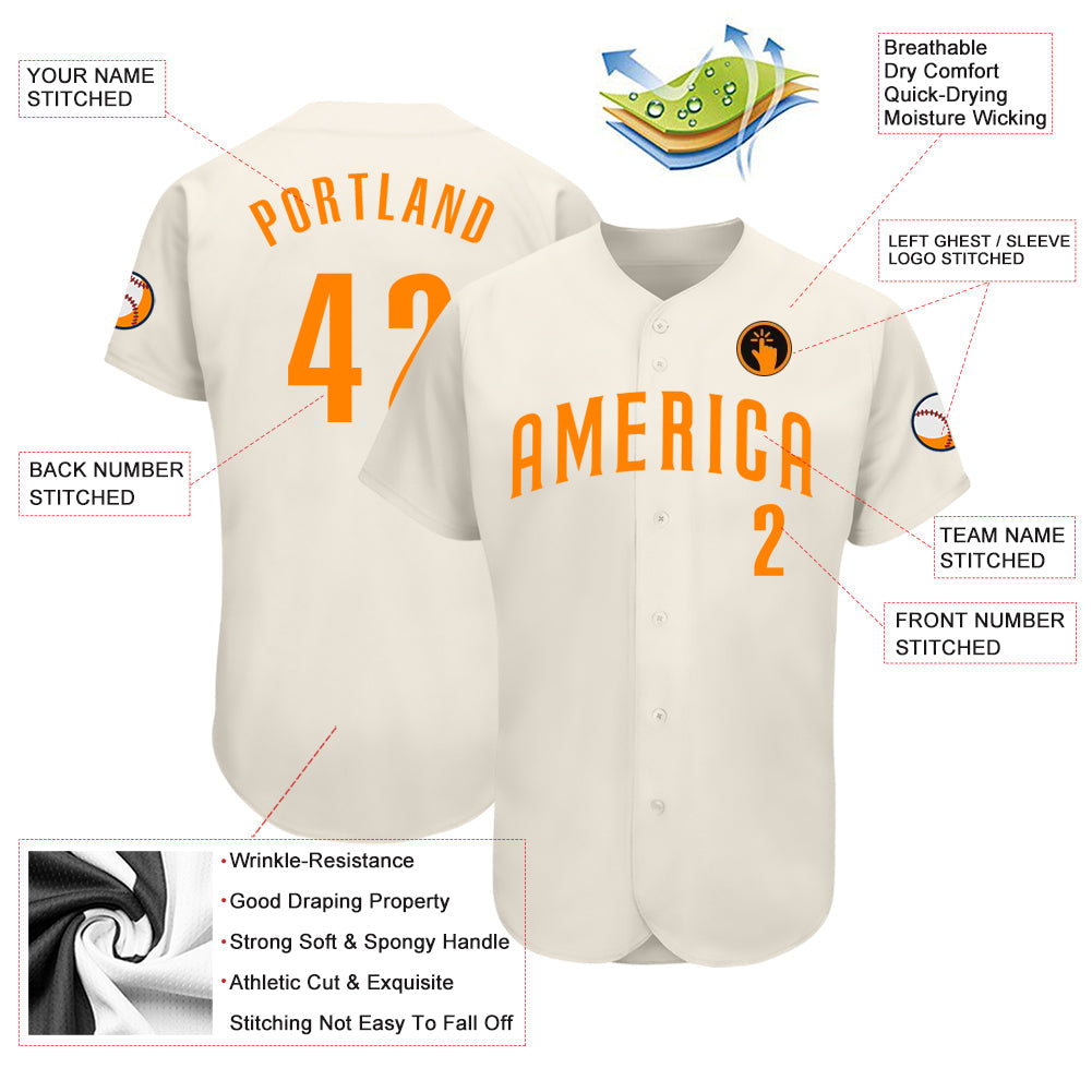 Custom Cream Blaze Orange Authentic Baseball Jersey - Owls Matrix LTD