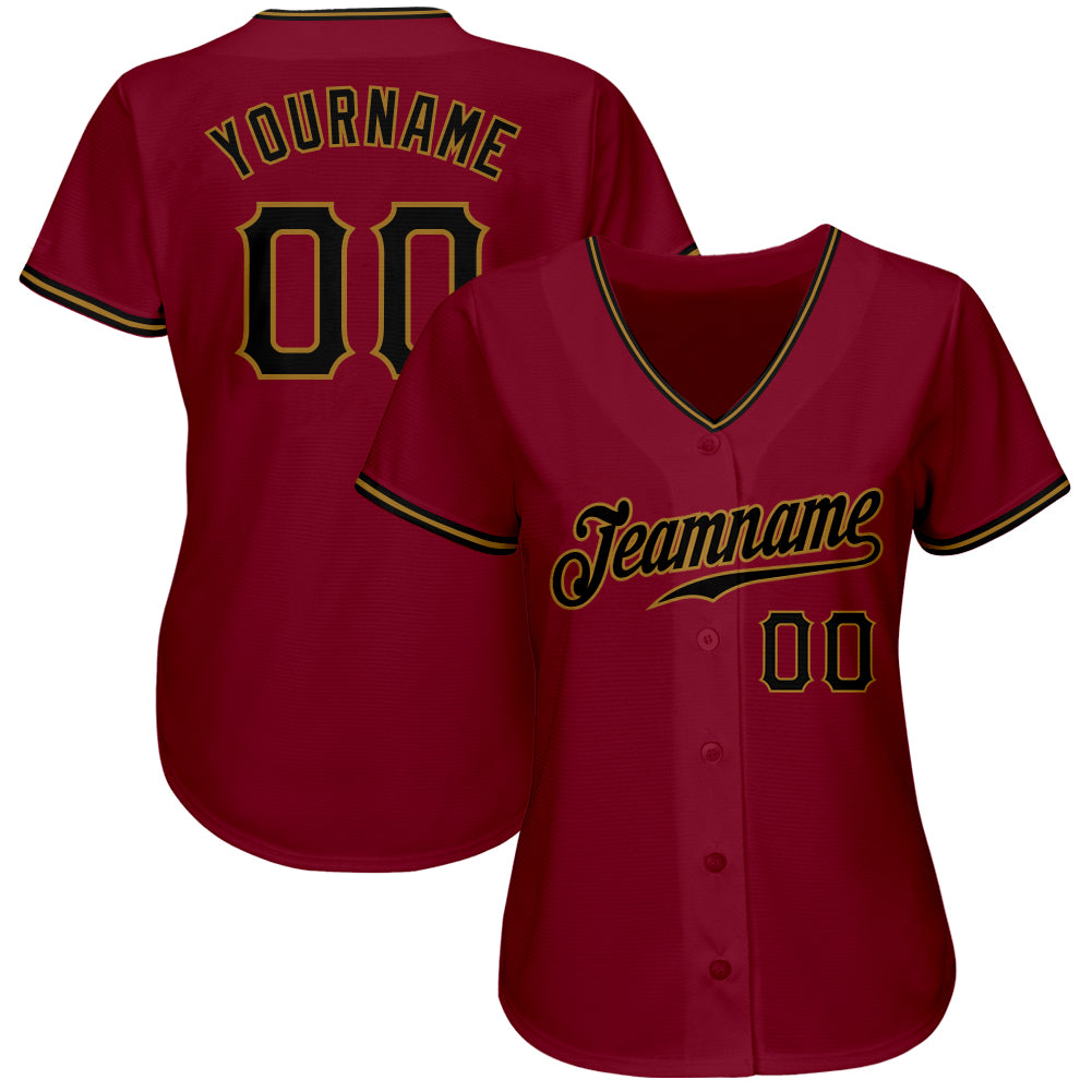 Custom Crimson Black-Old Gold Authentic Baseball Jersey - Owls Matrix LTD