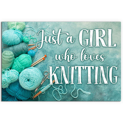 12x18 Inch Crochet And Knitting Just A Girl Who Loves Knitting - Horizontal Poster - Owls Matrix LTD