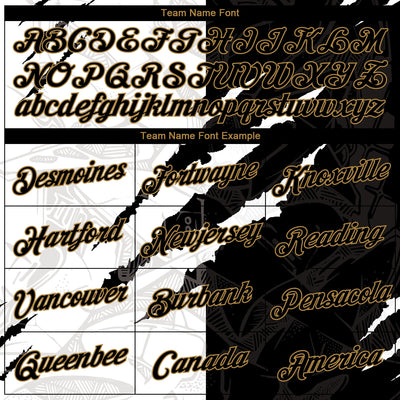 Custom Women's Graffiti Pattern Black-Old Gold Scratch 3D V-Neck Cropped Baseball Jersey - Owls Matrix LTD