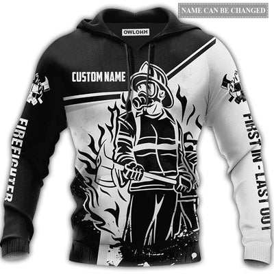 Unisex Hoodie / S Firefighter Black And White Style Personalized - Hoodie - Owls Matrix LTD