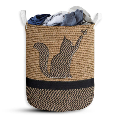 S: 17.72”x13.78” (45x35 cm) Cat Cute Rope Wallpaper - Laundry Basket - Owls Matrix LTD