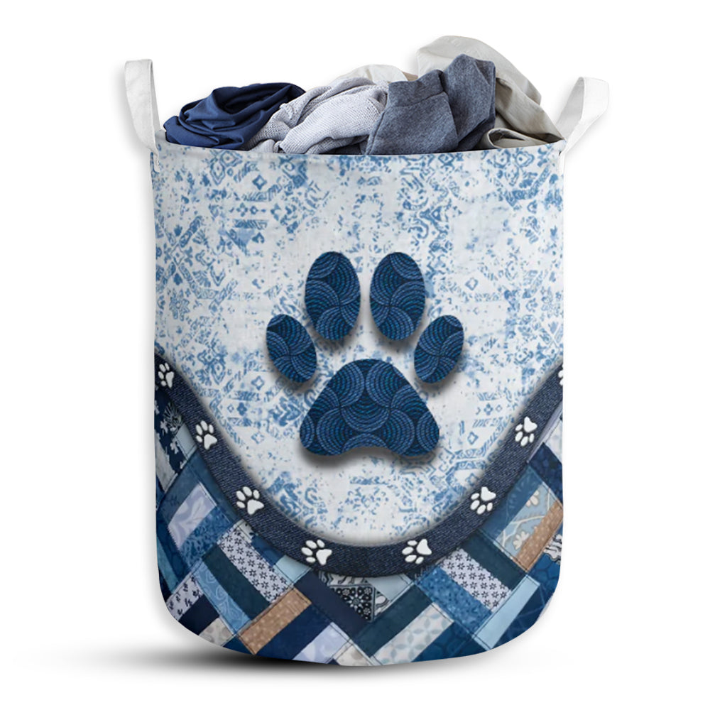 Dog Paw Blue Style - Laundry Basket - Owls Matrix LTD
