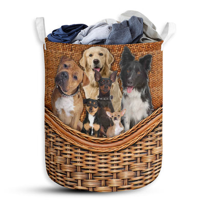 Dog Paw Rattan Teaxture Love Dog - Laundry Basket - Owls Matrix LTD