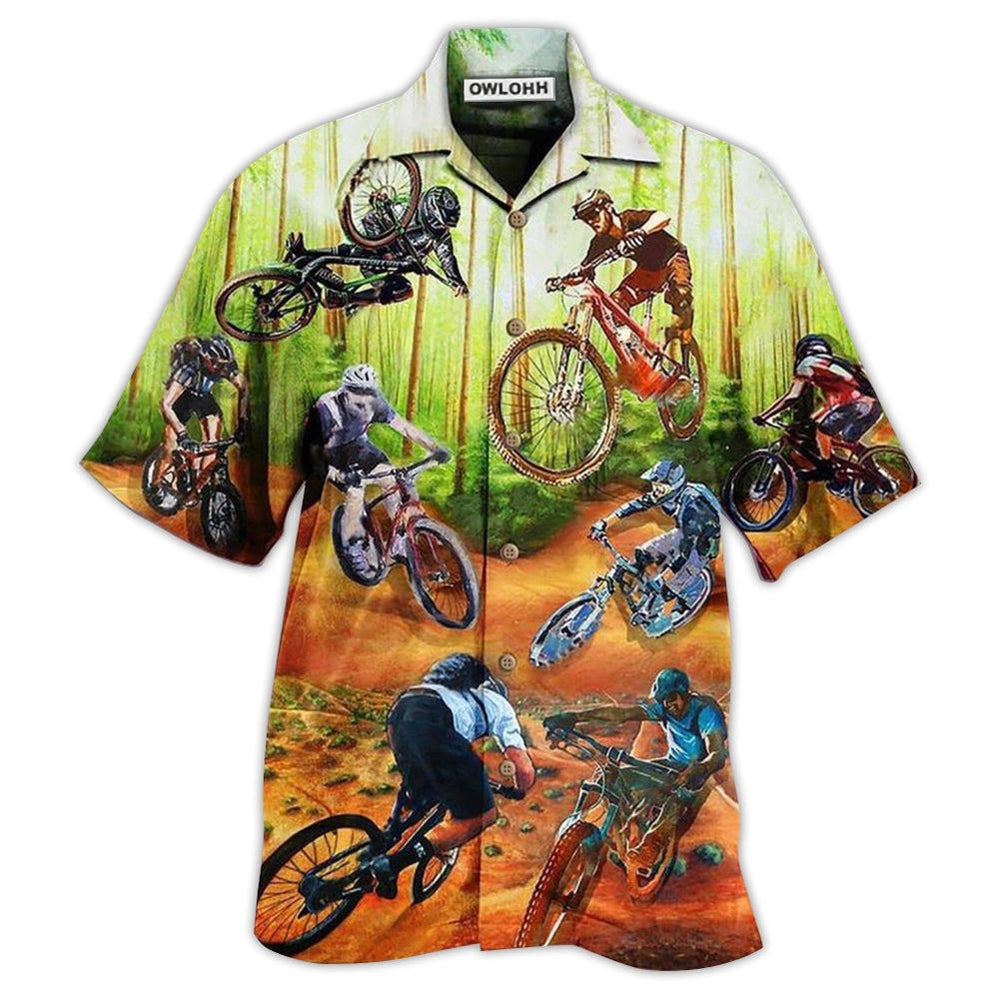 Hawaiian Shirt / Adults / S Bike Cycling I Would Rather Be On The Trails - Hawaiian Shirt - Owls Matrix LTD