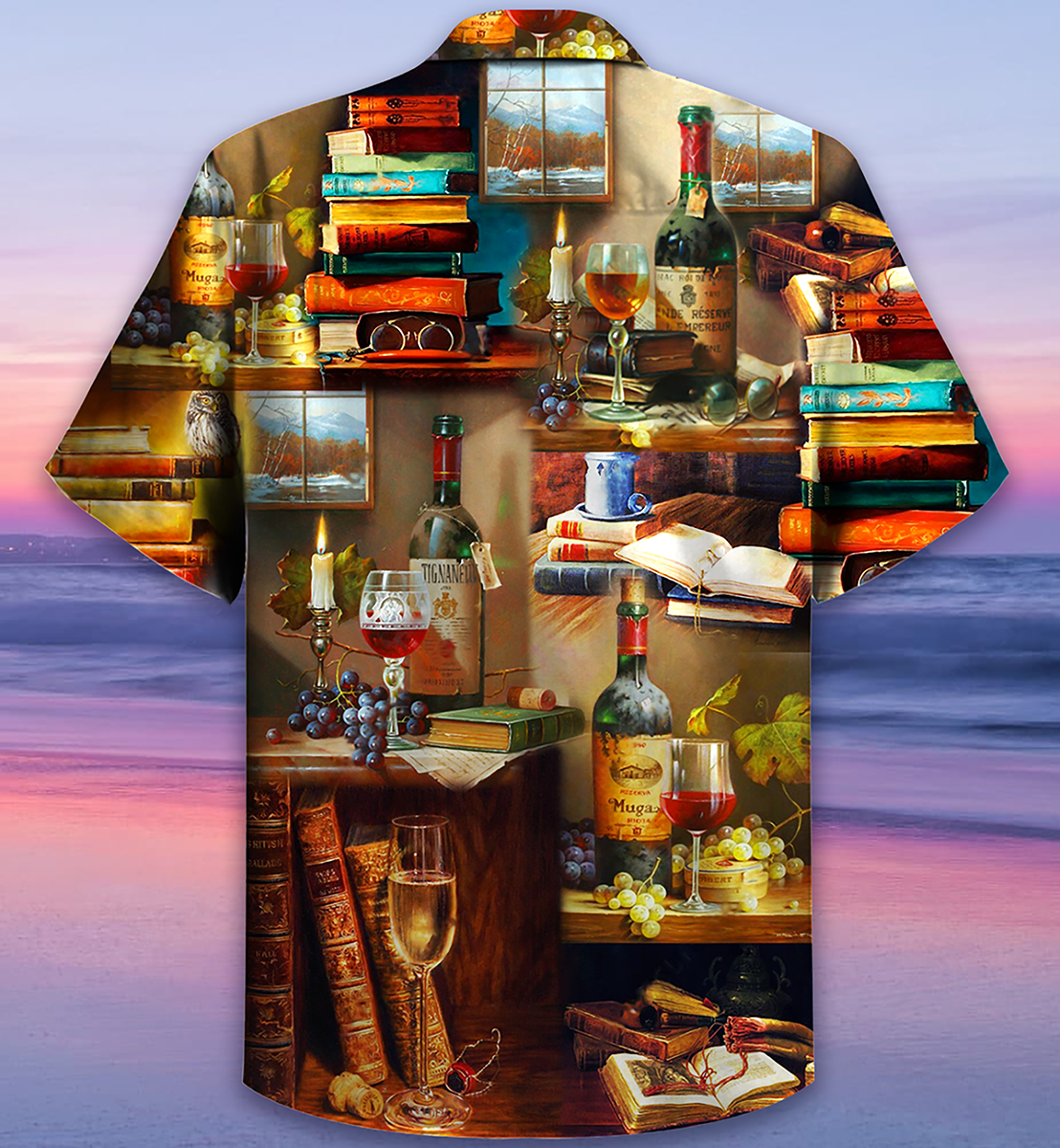 Book And The Smell Of Fine Drink Wine - Hawaiian Shirt - Owls Matrix LTD