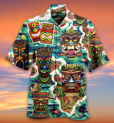 Tiki Keep Saying Aloha Tiki Hawaii - Hawaiian Shirt - Owls Matrix LTD