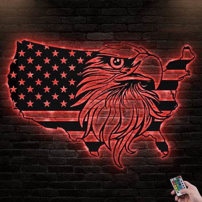 Eagle American US Flag - Led Light Metal - Owls Matrix LTD