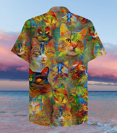 Cat Beautiful Colorful Painting - Hawaiian Shirt - Owls Matrix LTD
