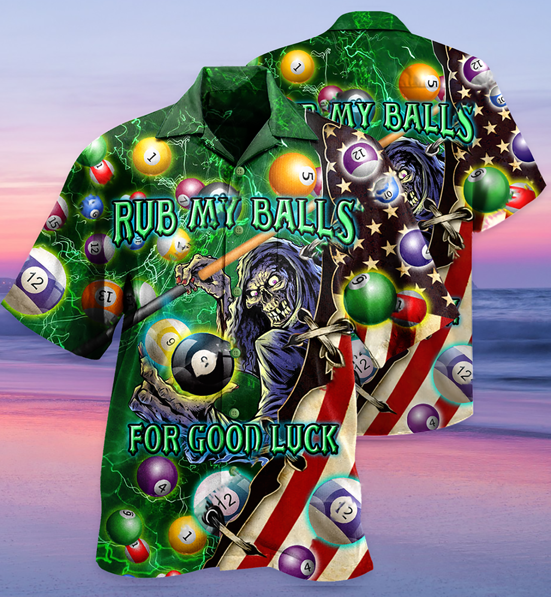Billiard Rub My Balls For Good Luck America - Hawaiian Shirt - Owls Matrix LTD