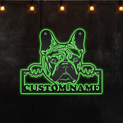 Bulldog French So Funny Style Personalized - Led Light Metal - Owls Matrix LTD