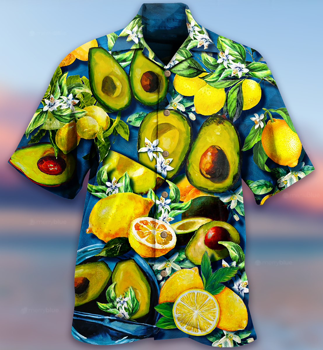 Fruit Avocado Lemon Summer Time - Hawaiian Shirt - Owls Matrix LTD