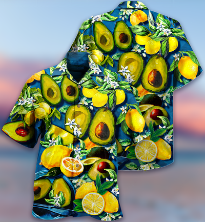 Fruit Avocado Lemon Summer Time - Hawaiian Shirt - Owls Matrix LTD