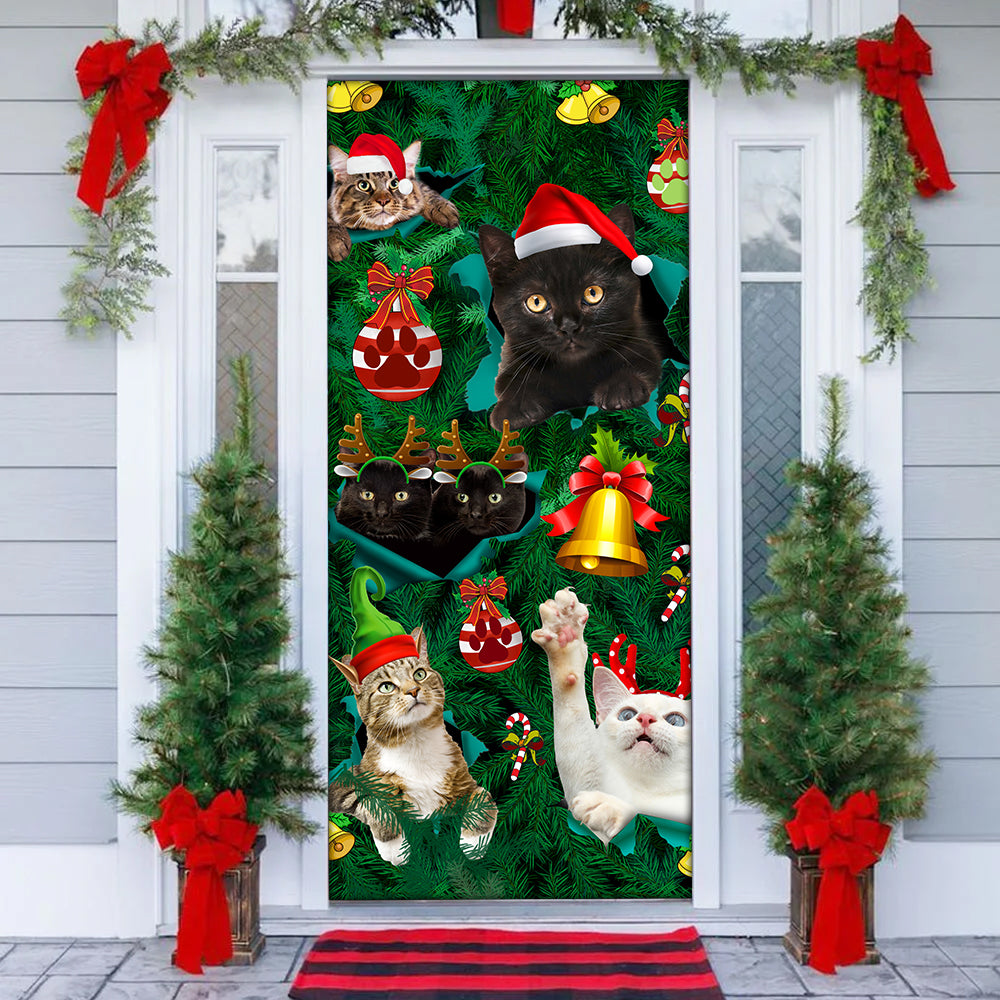 Christmas Cats Meowy Mas Christmas - Door Cover - Owls Matrix LTD