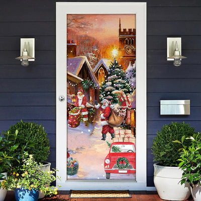 Christmas Santa Is Delivering Love - Door Cover - Owls Matrix LTD