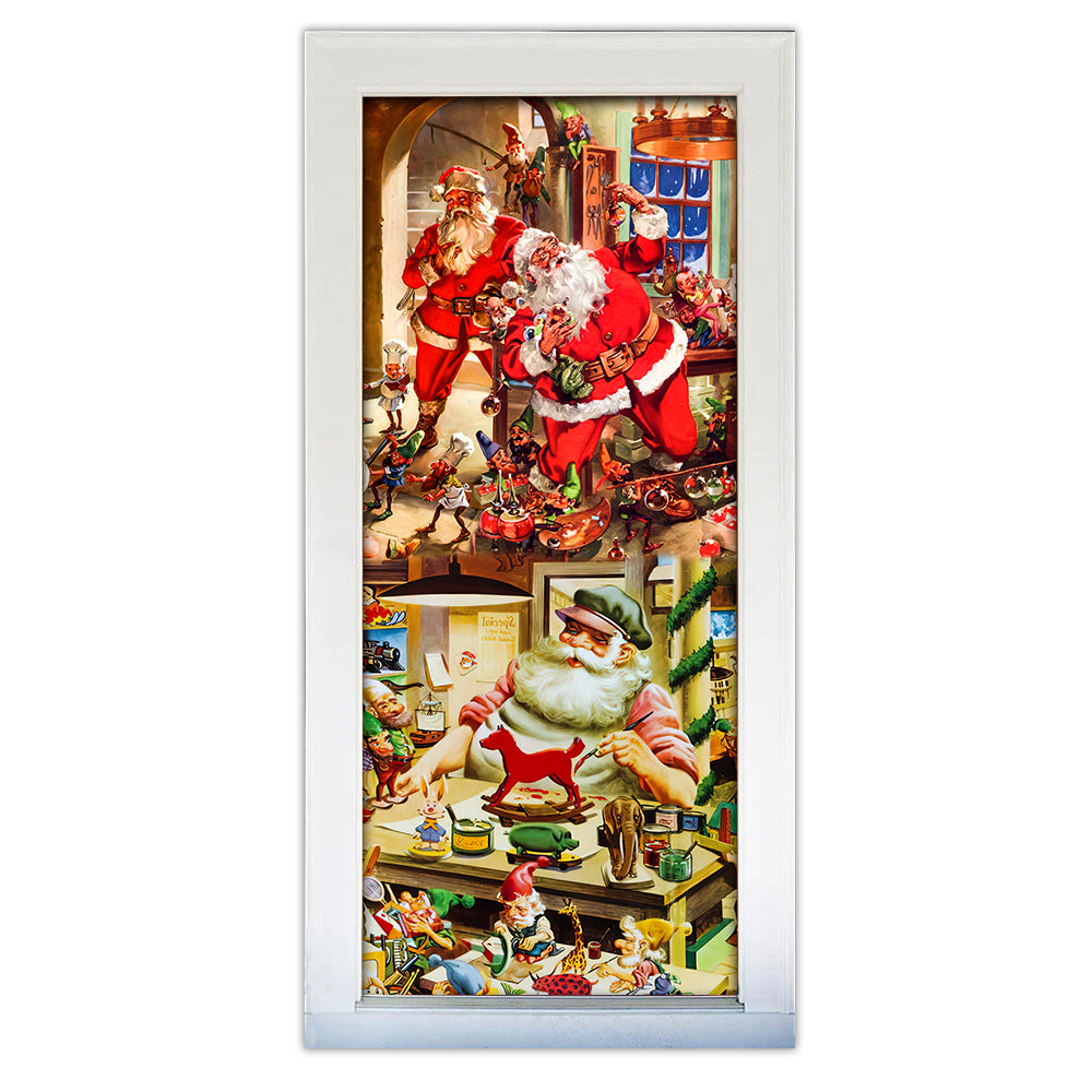 S (29.5''x78.7'') Christmas Santa's Toy Workshop - Door Cover - Owls Matrix LTD