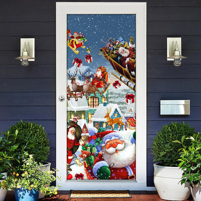 Christmas Say Hi From Santa's Sleigh - Door Cover - Owls Matrix LTD