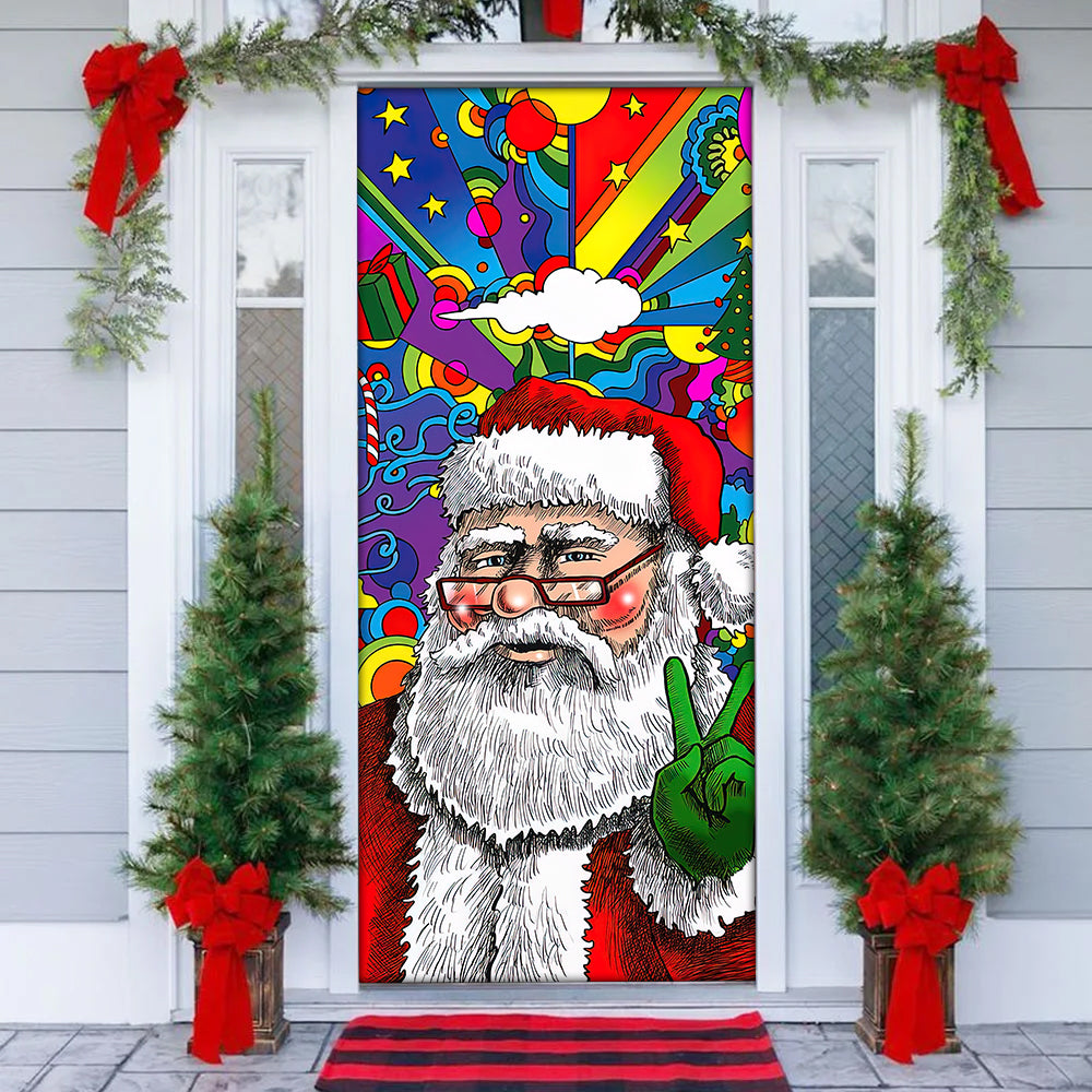 Hippie Santa Claus Christmas - Door Cover - Owls Matrix LTD