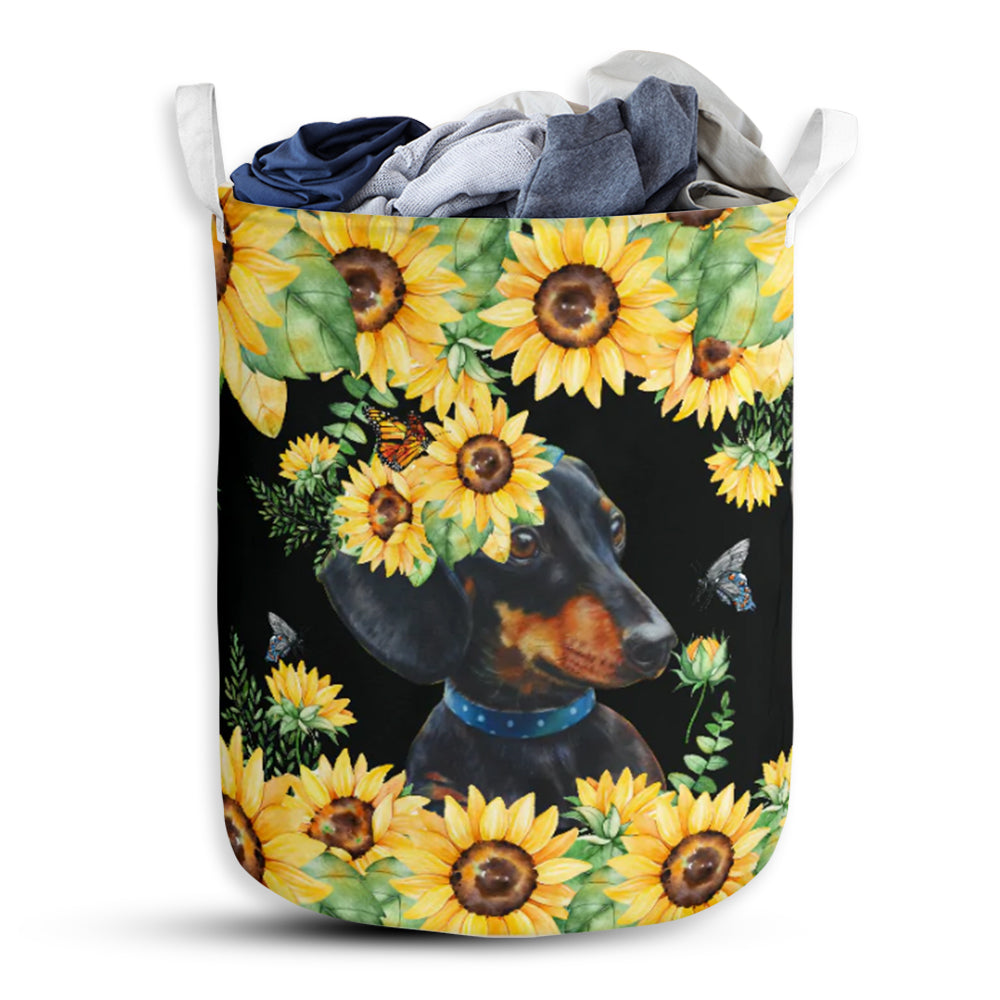 Dachshund And Sunflower - Laundry Basket - Owls Matrix LTD