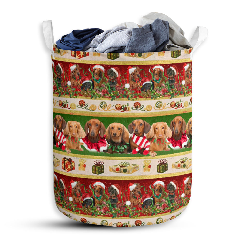 Dachshund Funny Christmas - Laundry Basket - Owls Matrix LTD
