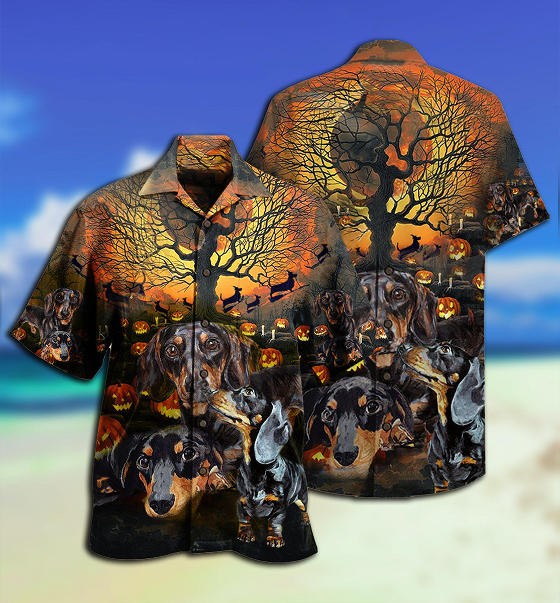 Dachshund Halloween Night Pumpkin - Hawaiian Shirt - Owls Matrix LTD
