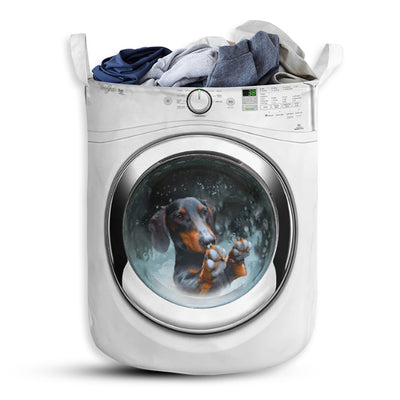 Dachshund Washing Machine So Cute - Laundry Basket - Owls Matrix LTD