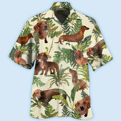Dachshund Tropical Leaf Lovely - Hawaiian Shirt - Owls Matrix LTD