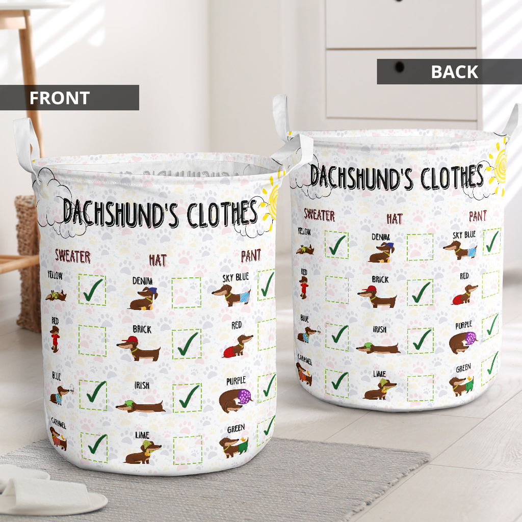 Dachshund Clothes Basic Style - Laundry Basket - Owls Matrix LTD