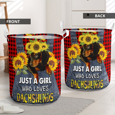 Dachshund Sunflower Jean Set - Laundry Basket - Owls Matrix LTD