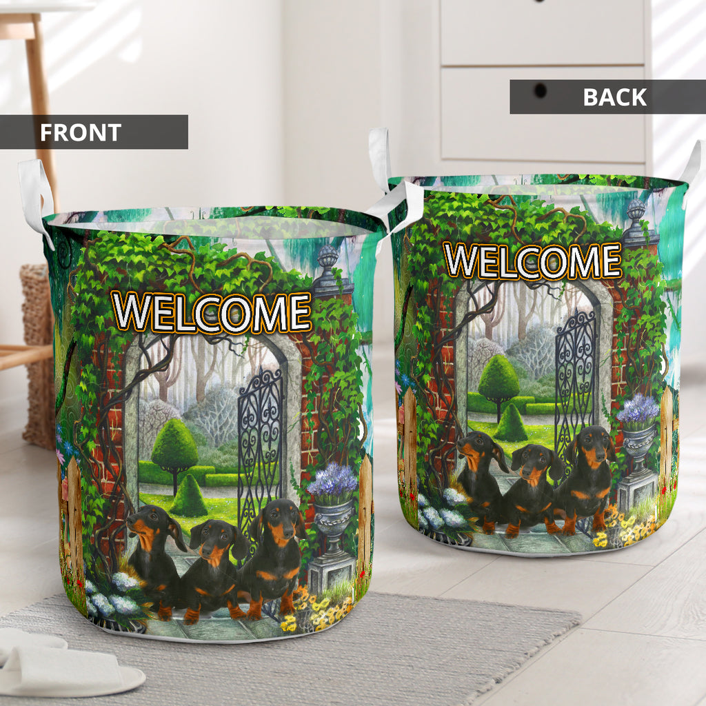 Dachshund Welcome Fresh Garden - Laundry Basket - Owls Matrix LTD