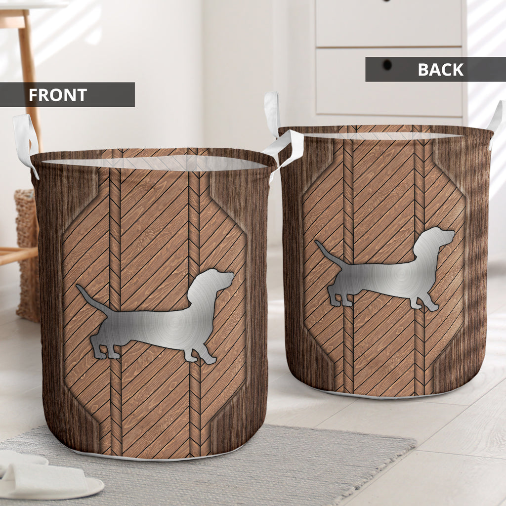 Dachshund Wood Style - Laundry Basket - Owls Matrix LTD